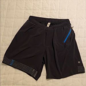 Men’s EUC running shorts. Black with blue accents